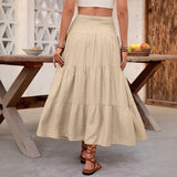 Summer casual versatile drawstring tied half skirt long skirt for women