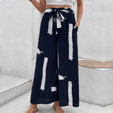 Printed loose wide leg women's summer trouser