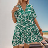 Summer Printed Bubble Sleeve Loose Dress