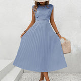 Summer women's clothing strap design sense European and American pleated dress