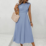 Summer women's clothing strap design sense European and American pleated dress