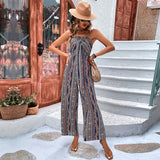 Summer women's suspender printed jumpsuit