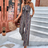 Summer women's suspender printed jumpsuit