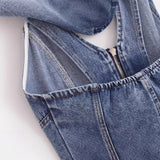 Backless hooded design with zipper decoration, denim camisole vest for women