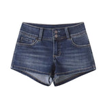 Low waisted pocket with straight leg denim shorts for women