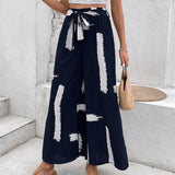 Printed loose wide leg women's summer trouser
