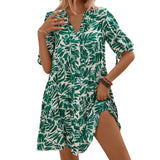 Summer Printed Bubble Sleeve Loose Dress