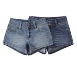 Low waisted pocket with straight leg denim shorts for women