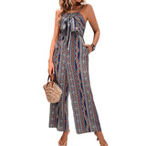 Summer women's suspender printed jumpsuit