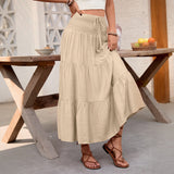 Summer casual versatile drawstring tied half skirt long skirt for women