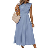Summer women's clothing strap design sense European and American pleated dress