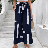Printed loose wide leg women's summer trouser