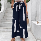 Printed loose wide leg women's summer trouser