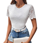Summer women's lace patchwork hollow jumpsuit