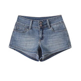 Low waisted pocket with straight leg denim shorts for women