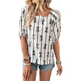 Sweet and Simple Bubble Sleeves Square Neck Bow Line Shirt for Women in Summer