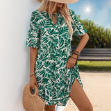 Summer Printed Bubble Sleeve Loose Dress