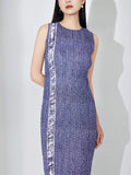 Pleated Denim Dress Long Senior Sense Of Temperament Sleeveless Design Sense Niche Chic Elegant Step Dresses