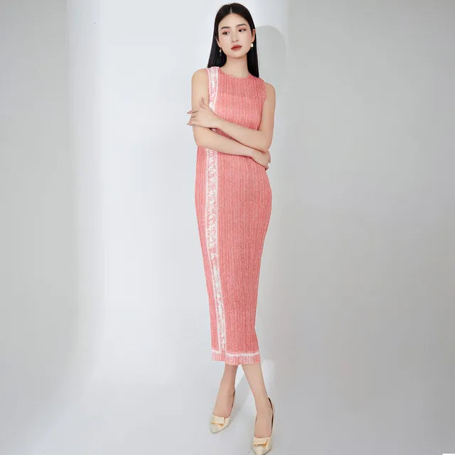 Pleated Denim Dress Long Senior Sense Of Temperament Sleeveless Design Sense Niche Chic Elegant Step Dresses